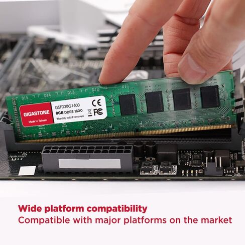 【DDR3 RAM】 GIGASTONE 8GB Kit (2x4GB) DDR3/DDR3L 1600MHz (1333MHz) PC3-12800 (PC3-10600) CL11 1.35V/1.5V 2Rx8 UDIMM 240 Pin Unbuffered Non ECC High Performance PC Desktop Memory Upgrade in Kuwait