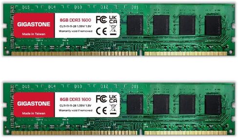 【DDR3 RAM】 GIGASTONE 8GB Kit (2x4GB) DDR3/DDR3L 1600MHz (1333MHz) PC3-12800 (PC3-10600) CL11 1.35V/1.5V 2Rx8 UDIMM 240 Pin Unbuffered Non ECC High Performance PC Desktop Memory Upgrade in Kuwait