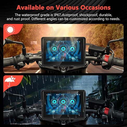 Podofo HD IPS شاشة اللمس المحمولة شاشة Apple Carplay للدراجات النارية واللاسلكية Android Auto GPS الملاحة ، لعب السيارات ، Bluetooth مقاومة للماء ، Siri Voice Control 5inch Radio for Motorbike للدراجات النارية in Kuwait