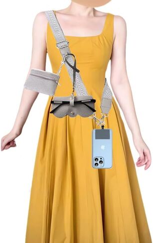 Phone Strap with Wallet Crossbody,Cell Phone lanyards for Women with Zippered Pouch,Adjustable Phone Crossbody Strap. (Gray) in Saudi Arabia