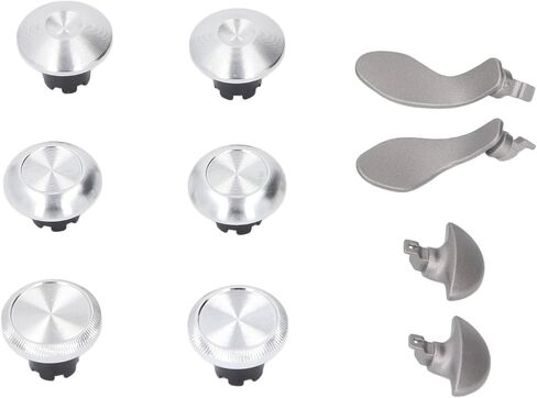 10 in 1 Metal Thumbsticks for Edge Cordless Controller, Gaming Controller Accessory Parts, Stainless Steel Replacement Joystick Thumb Sticks Buttons with Paddles (Black) in Saudi Arabia