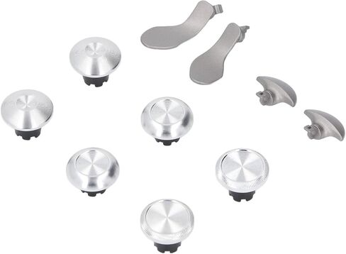 10 in 1 Metal Thumbsticks for Edge Cordless Controller, Gaming Controller Accessory Parts, Stainless Steel Replacement Joystick Thumb Sticks Buttons with Paddles (Black) in Saudi Arabia