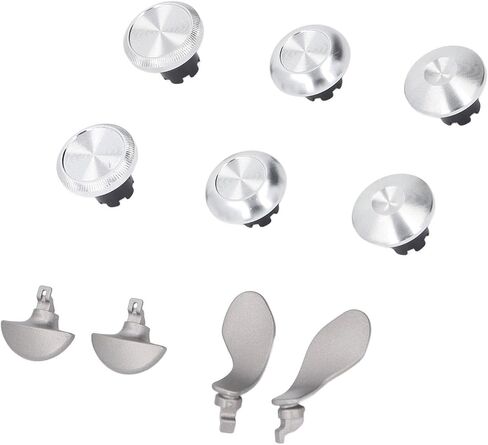 10 in 1 Metal Thumbsticks for Edge Cordless Controller, Gaming Controller Accessory Parts, Stainless Steel Replacement Joystick Thumb Sticks Buttons with Paddles (Black) in Saudi Arabia