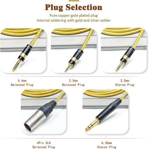 GUCraftsman 6N OFC Silver-Plated with Metal Shielding Layer 4.4mm 3.5mm Headphone Upgrade Cable for Sony MDR-MV1 MDR-M1 MDR-M1ST (4.4mm Plug) in Saudi Arabia