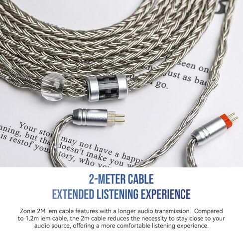 Linsoul Tripowin Zonie IEM Cable ، سلك سماعات الأذن الطويلة ، 16 كابل أذن مطلي بالفضة (2Pin) أذني kiwi allegro mini portable dac ، في مضخم مراقبة الأذن in Kuwait