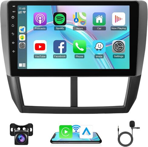 Car Stereo for Subaru Forester 2008-2012 & Impreza WRX 2007-2011 Radio Apple CarPlay Android Auto, 9“ Touch Screen for Forester Car Play Head Unit GPS Navi/WiFi/Bluetooth/Mirrorlink/SWC/Camera in Saudi Arabia