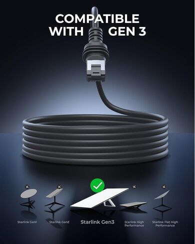 كابل Starlink Gen 3 75 قدمًا ، كابل V3 البديل القياسي للبديل لـ Starlink ، سلك تمديد مقاوم للماء ، كابل إيثرنت الشاق للواجب الخارجي والمنزل in Saudi Arabia