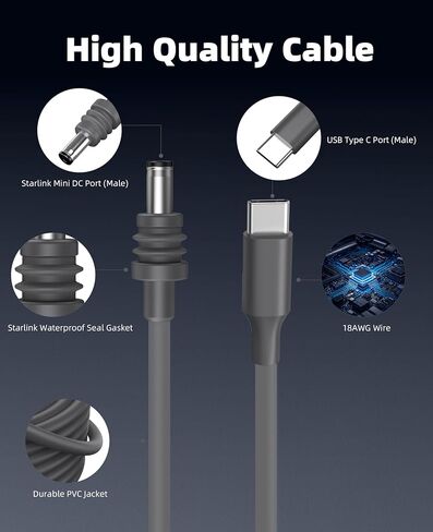 كابل Starlink Gen 3 75 قدمًا ، كابل V3 البديل القياسي للبديل لـ Starlink ، سلك تمديد مقاوم للماء ، كابل إيثرنت الشاق للواجب الخارجي والمنزل in Kuwait