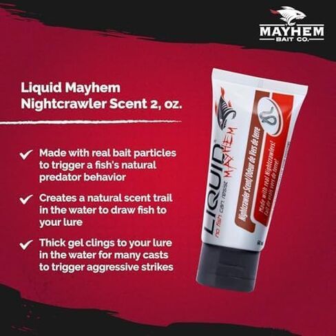 السائل Mayhem Nightcrawler Fish Assoctant GELS 60 ML / 2 OZ · 60 استخدامًا - NightCrawler BAIT & AMINOS | هلام طويل يدوم للأشعة فوق البنفسجية-جميع أنواع الإغراء in Kuwait