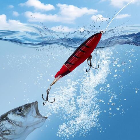 1-Pack Topwater Fishing Lures & Crankbaits Set - High-Action Popper Bass Lures with Rotating Tail, Saltwater/Freshwater Hard Baits for Trout, Pike, Catfish | Vibrating Lure Kit with Storage Box in Saudi Arabia