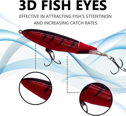 1-Pack Topwater Fishing Lures & Crankbaits Set - High-Action Popper Bass Lures with Rotating Tail, Saltwater/Freshwater Hard Baits for Trout, Pike, Catfish | Vibrating Lure Kit with Storage Box in Saudi Arabia