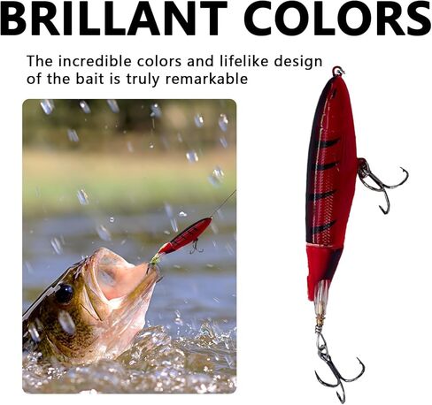 1-Pack Topwater Fishing Lures & Crankbaits Set - High-Action Popper Bass Lures with Rotating Tail, Saltwater/Freshwater Hard Baits for Trout, Pike, Catfish | Vibrating Lure Kit with Storage Box in Saudi Arabia