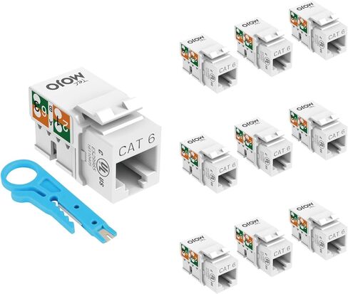 Tecmojo UL مدرج 10 جيجابت في الثانية Cat6 Keystone Jack Insert 10 -Pack ، 90 درجة لكمة أسفل RJ45 Keystone Jack Adapter ملف تعريف نحيف للوحة التصحيح ولوحة الجدار in Kuwait