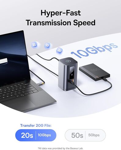 BASEUS LAPTOP Station Station Budle مع Baseus Enercore Power Bank ، 20000 مللي أمبير في الساعة شاحن سريع الشاحن المحمول المدمج 67W كابل USB-C قابل للسحب in Kuwait