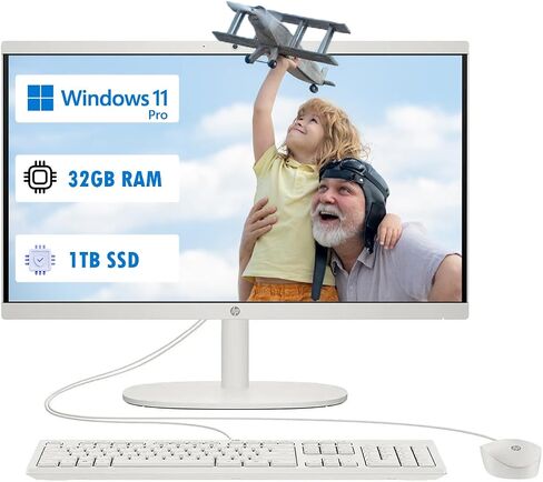 HP All-in-One Computer-21.5 '' Display Display PC ، Win 11 Pro ، Wi-Fi 6 ، Bluetooth ، Intel Celeron Processor ، HDMI ، HD Webcam (32GB RAM | 1TB SSD) (متجدد) in Saudi Arabia