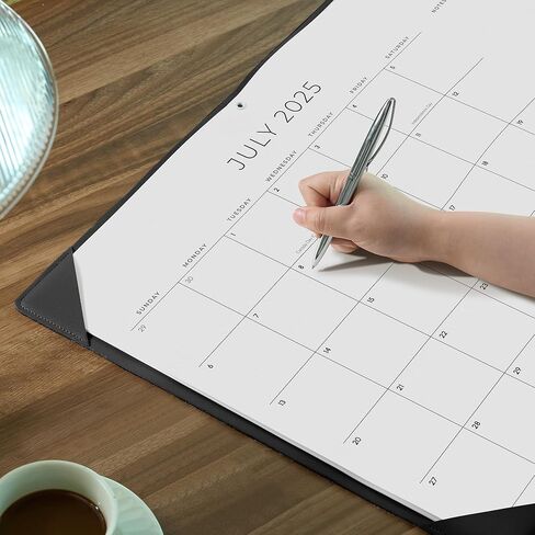 Cabbrix Simplified Desk Calendar 2025-2026 with Desktop Mat, Desk Pad Calendar Large 21" x 16-1/2" Runs from Jan 2025 to Jun 2026, Monthly Desktop Calendar for Home School and Office (Black) in Kuwait