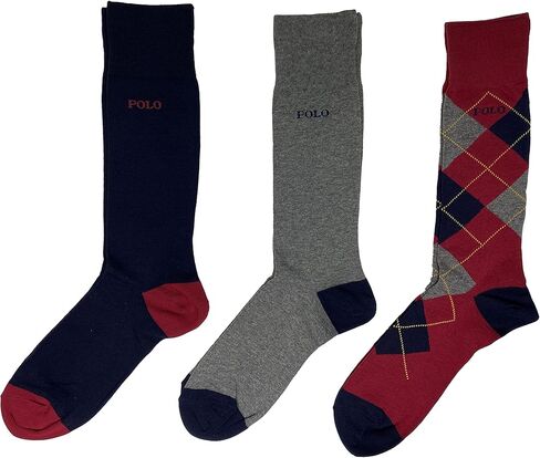 Polo Ralph Lauren Men's Dress Argyle Crew Socks 3 Pack (10-13, Brown(ZP899846PKN)/G_B) in Kuwait