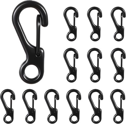 12 PCS Carabiners Clips Black Keychain Clip Micro Paracord Hooks Clasps Clasps buckle clasps for Outdoor Heaking Backing Bottories accessories in Saudi Arabia