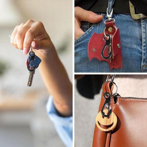 12 PCS Carabiners Clips Black Keychain Clip Micro Paracord Hooks Clasps Clasps buckle clasps for Outdoor Heaking Backing Bottories accessories in Saudi Arabia