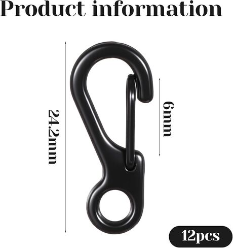 12 PCS Carabiners Clips Black Keychain Clip Micro Paracord Hooks Clasps Clasps buckle clasps for Outdoor Heaking Backing Bottories accessories in Saudi Arabia