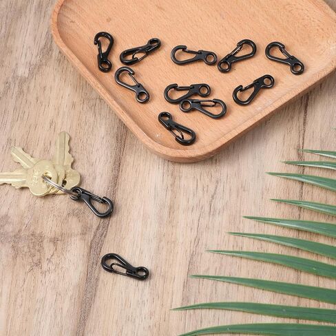 12 PCS Carabiners Clips Black Keychain Clip Micro Paracord Hooks Clasps Clasps buckle clasps for Outdoor Heaking Backing Bottories accessories in Saudi Arabia