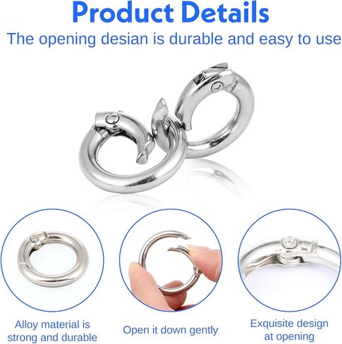 16 PCS Metal Spring Round Carabiner, 4 Sizes O Ring Keychain Clip Silver Round Carabiner Clip Snap DIY Accessories Spring Ring for Keychains Purse Bag Handbag(0.6/0.7/0.8/1 Inch) in Saudi Arabia