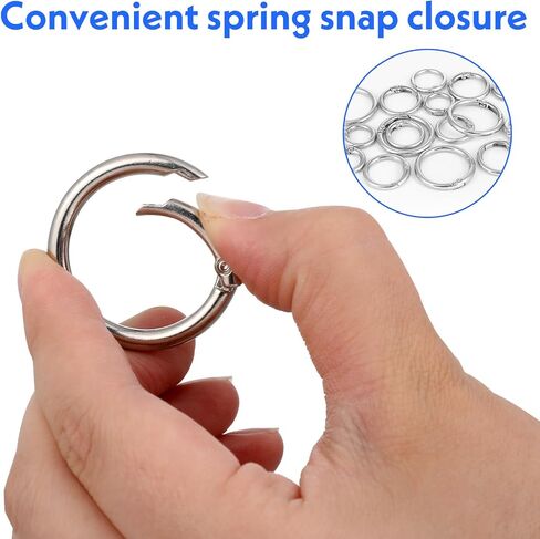 16 PCS Metal Spring Round Carabiner, 4 Sizes O Ring Keychain Clip Silver Round Carabiner Clip Snap DIY Accessories Spring Ring for Keychains Purse Bag Handbag(0.6/0.7/0.8/1 Inch) in Saudi Arabia