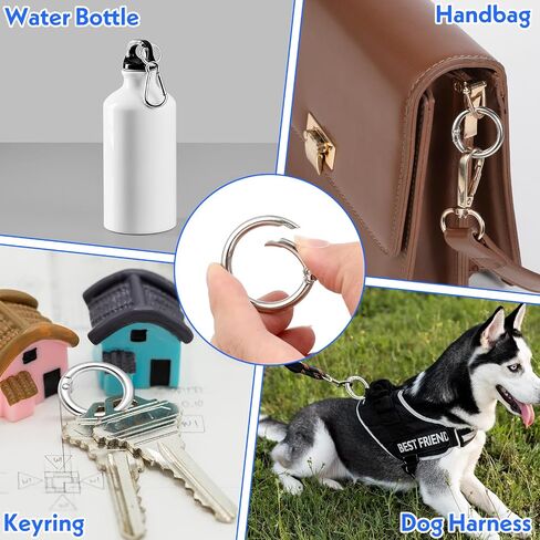 16 PCS Metal Spring Round Carabiner, 4 Sizes O Ring Keychain Clip Silver Round Carabiner Clip Snap DIY Accessories Spring Ring for Keychains Purse Bag Handbag(0.6/0.7/0.8/1 Inch) in Saudi Arabia