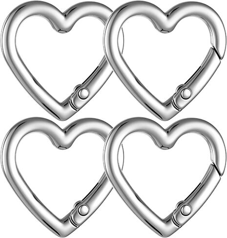 4pcs على شكل قلب مفتاح مقطع الربيع snap clasp hook heart keychain clasps الزنك سبيكة carabiner الثقيلة للتخييم المشي لمسافات طويلة تسافر (الفضة) in Saudi Arabia