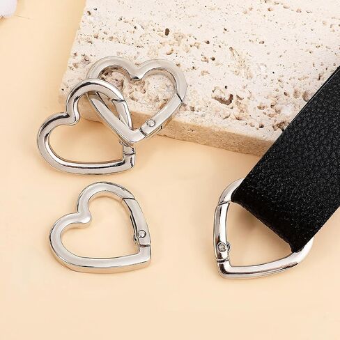 4pcs على شكل قلب مفتاح مقطع الربيع snap clasp hook heart keychain clasps الزنك سبيكة carabiner الثقيلة للتخييم المشي لمسافات طويلة تسافر (الفضة) in Saudi Arabia