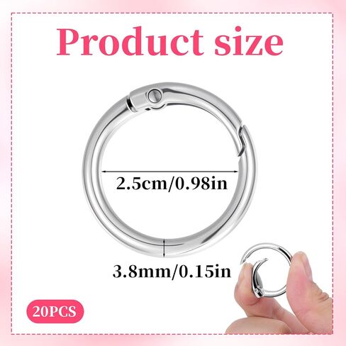 20pcs ربيع o حلقات ، 1 بوصة مقطع carabiner المعدني ، مقاطع مشبك مفاتيح مستديرة لصنع حقيبة اليد in Saudi Arabia