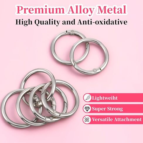 20pcs ربيع o حلقات ، 1 بوصة مقطع carabiner المعدني ، مقاطع مشبك مفاتيح مستديرة لصنع حقيبة اليد in Saudi Arabia