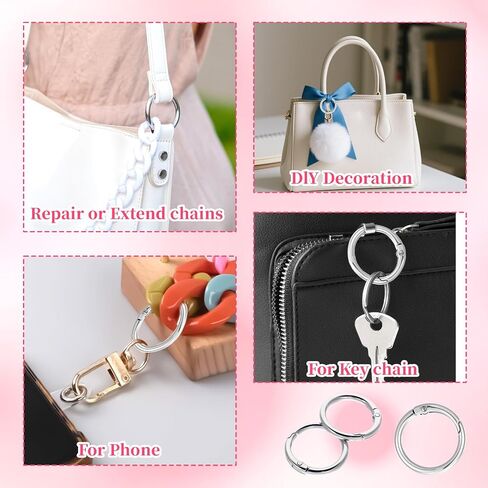 20pcs ربيع o حلقات ، 1 بوصة مقطع carabiner المعدني ، مقاطع مشبك مفاتيح مستديرة لصنع حقيبة اليد in Saudi Arabia