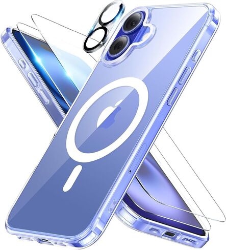 Zios 5in1 Case for iPhone 16 with x2 presped glass screen protector x2 camera lens protector متوافق مع magsafe غير الصفراء [الحماية الكاملة 360 ° -Soft TPU سهلة الاستلام in Saudi Arabia