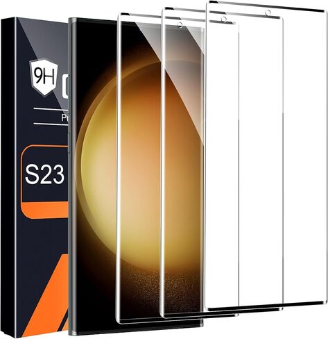 3 Pack Galaxy S23 Ultra Screen Protector, HD Clear Tempered Glass, Fingerprint Unlock, 3D Curved, Scratch Resistant, No Bubble for Samsung Galaxy S23 Ultra 5G Glass Screen Protector in Saudi Arabia