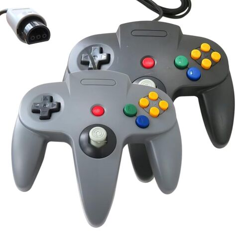 TalaBide New 2 Pack Classic Gamepad Joystick Controller for Nintendo 64 N64 Video Game Console, USB Wired Controller (Black & Grey) in Kuwait