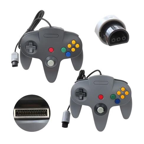 TalaBide New 2 Pack Classic Gamepad Joystick Controller for Nintendo 64 N64 Video Game Console, USB Wired Controller (Black & Grey) in Kuwait