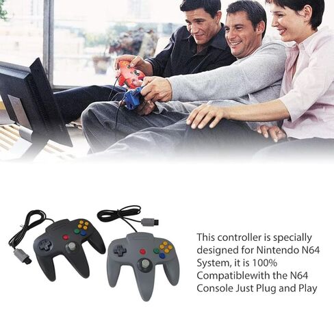 TalaBide New 2 Pack Classic Gamepad Joystick Controller for Nintendo 64 N64 Video Game Console, USB Wired Controller (Black & Grey) in Kuwait