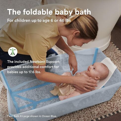 Stokke Flexi Bath X-Large Bundle, Sandy Beige - Spacious Baby Bathtub + Newborn Support - Lightweight, Foldable & Easy to Store - Best for Ages 0-6 in Saudi Arabia