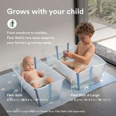 Stokke Flexi Bath X-Large Bundle, Sandy Beige - Spacious Baby Bathtub + Newborn Support - Lightweight, Foldable & Easy to Store - Best for Ages 0-6 in Saudi Arabia
