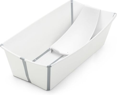 Stokke Flexi Bath X-Large Bundle, Sandy Beige - Spacious Baby Bathtub + Newborn Support - Lightweight, Foldable & Easy to Store - Best for Ages 0-6 in Saudi Arabia