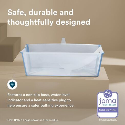 Stokke Flexi Bath X-Large Bundle, Sandy Beige - Spacious Baby Bathtub + Newborn Support - Lightweight, Foldable & Easy to Store - Best for Ages 0-6 in Saudi Arabia