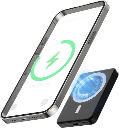 شاحن محمول مغناطيسي 5000 مللي أمبير في الساعة ، ضفة طاقة مغناطيسية ضئيلة مع كابل USB-C متوافق مع iPhone 16/15/14/13/12 سلسلة in Kuwait