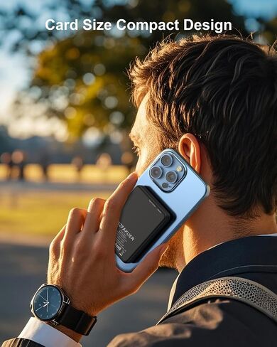 شاحن محمول مغناطيسي 5000 مللي أمبير في الساعة ، ضفة طاقة مغناطيسية ضئيلة مع كابل USB-C متوافق مع iPhone 16/15/14/13/12 سلسلة in Kuwait