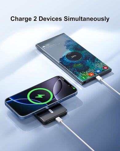 شاحن محمول مغناطيسي 5000 مللي أمبير في الساعة ، ضفة طاقة مغناطيسية ضئيلة مع كابل USB-C متوافق مع iPhone 16/15/14/13/12 سلسلة in Kuwait