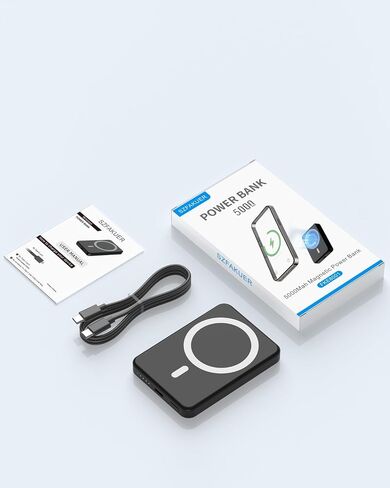 شاحن محمول مغناطيسي 5000 مللي أمبير في الساعة ، ضفة طاقة مغناطيسية ضئيلة مع كابل USB-C متوافق مع iPhone 16/15/14/13/12 سلسلة in Kuwait