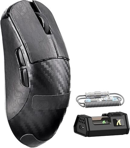 الهجوم Shark R11 Ultra 8K Carbon Fiber Wireless Gaming Mouse مع 42000 dpi-paw3950 Max Sensor-49g خفيفة الوزن ، رقاقة Nordic 52840 MCU ، سلكية/bt/2.4 جيجا هرتز ، كابل ملفوف RGB للكمبيوتر MAC (Black ink) in Saudi Arabia