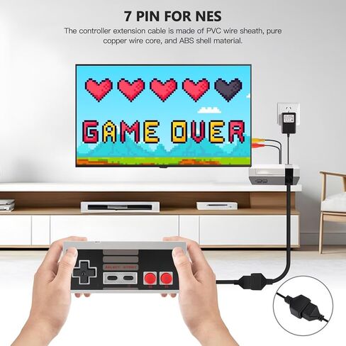 New Version 2-Pack 1.8M/6FT Replacement Controller Extension Cable for Nintendo Entertainment System NES in Saudi Arabia