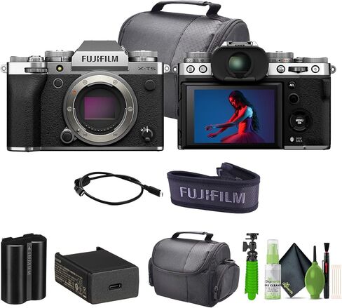 Fujifilm X-T5 Mirrorless Digital Camera Body - Silver Bundle with Cleaning kit + 12 Inch Flexible Vlogging Tripod + Travel Camara Bag in Saudi Arabia