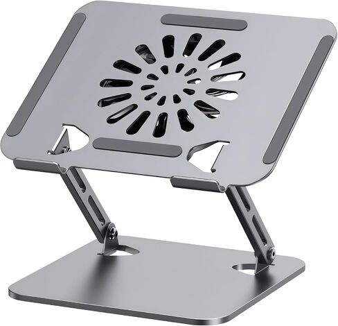 Ergonomic Laptop Cooling Stand with Fan, Adjustable Desk Riser for Tablets and Laptops, USB Cooling Pad, Carbon Steel Frame, Non-Slip Base, Fits 10–17 Inch Devices in Saudi Arabia